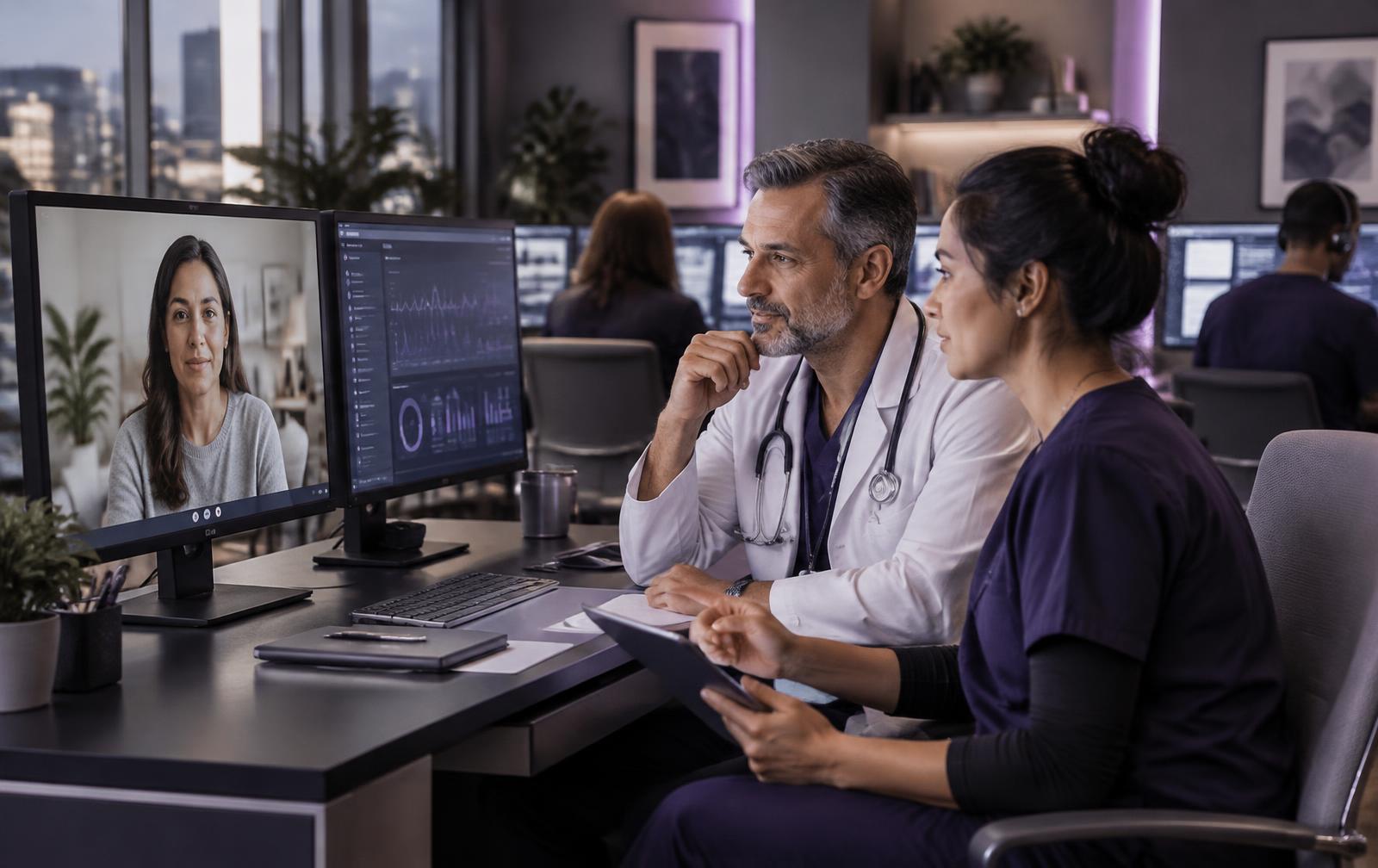 Clinical team coordinating a virtual patient appointment